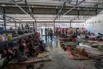 Displaced people shelter in a boxing arena in downtown Port-au-Prince after fleeing their homes due to attacks by gangs.