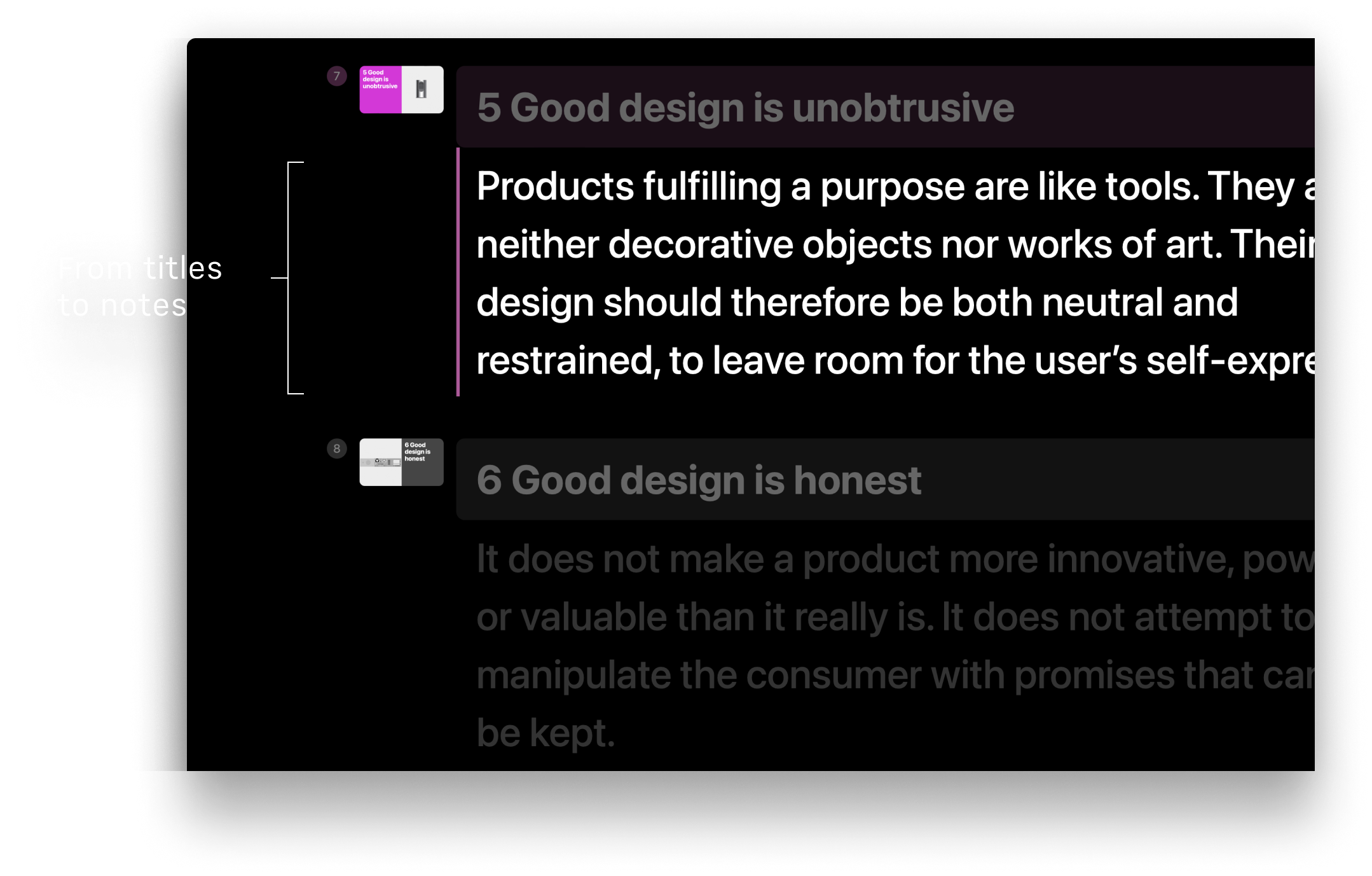 A screenshot of the presentation mode with a thumbnail on the left and the speaker notes on the right.